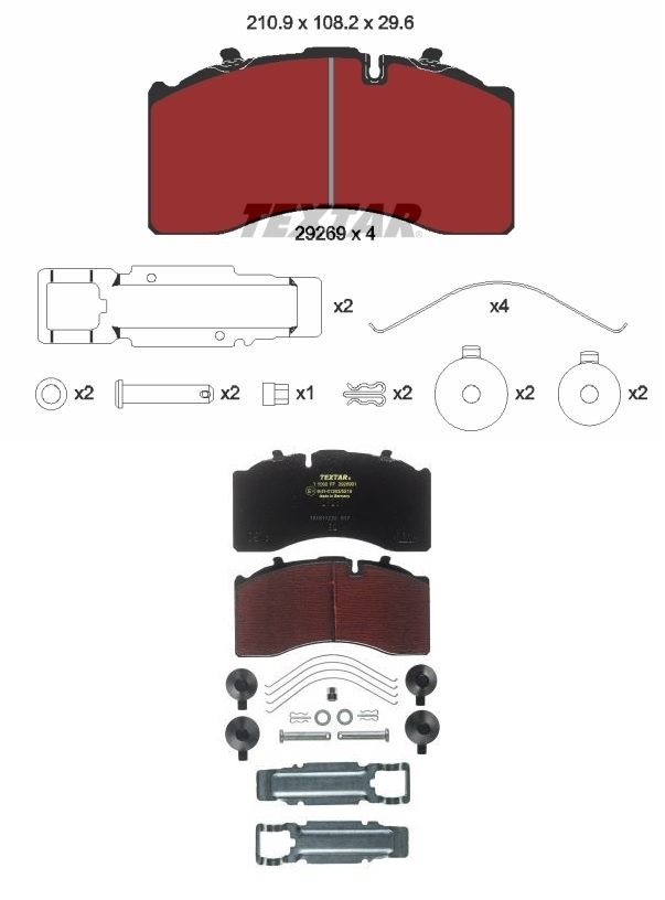 Deska brzdová 29269 Textar 210,9x108,2x29,6 KNORR SK7