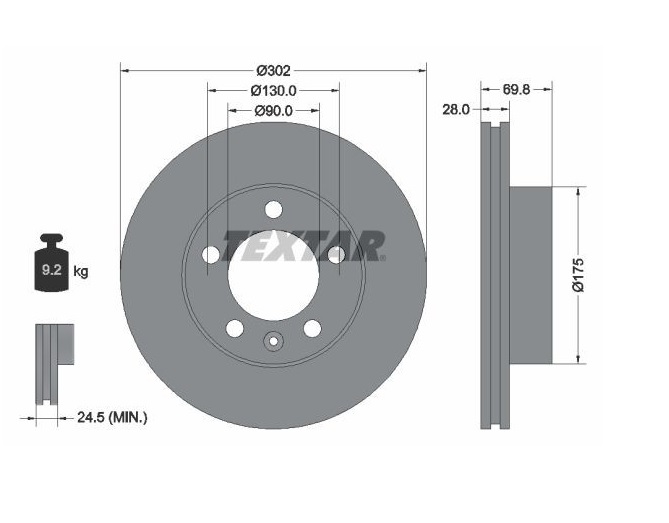 Kotouč brzdový 302x28x69,8 PN L/P OPEL Movano, RENAULT Master III, NISSAN NV400