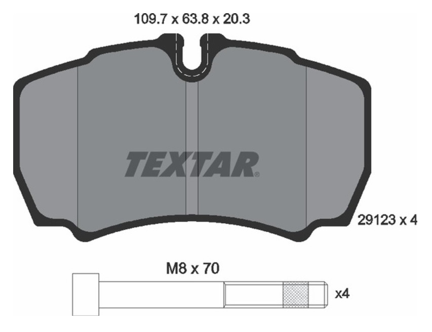 Deska brzdová 29123 Textar 109,5x63,8x20,3 ZN IVECO Daily IV,V,VI, FORD Transit 2.2D-3.2D