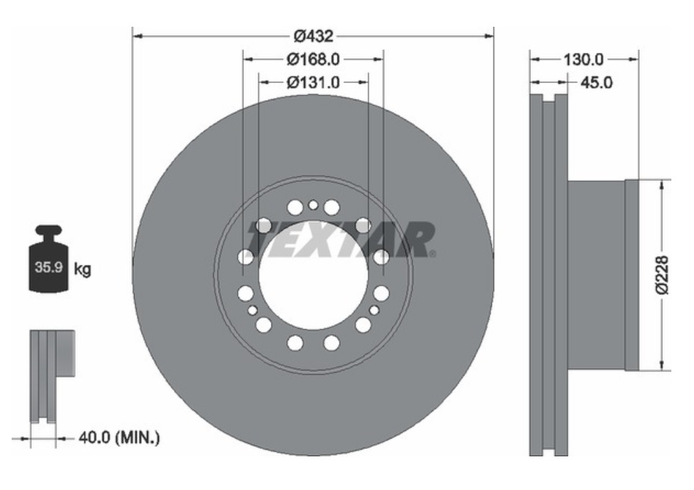 Kotouč brzdový 432x45x130 PN MAN TGA,TGS,TGX,TGM, M2000, E2000, L2000, F2000