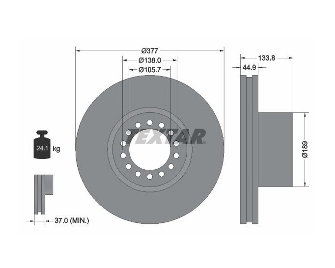 Kotouč brzdový 377x45x134 PN MERCEDES 1532 Atego