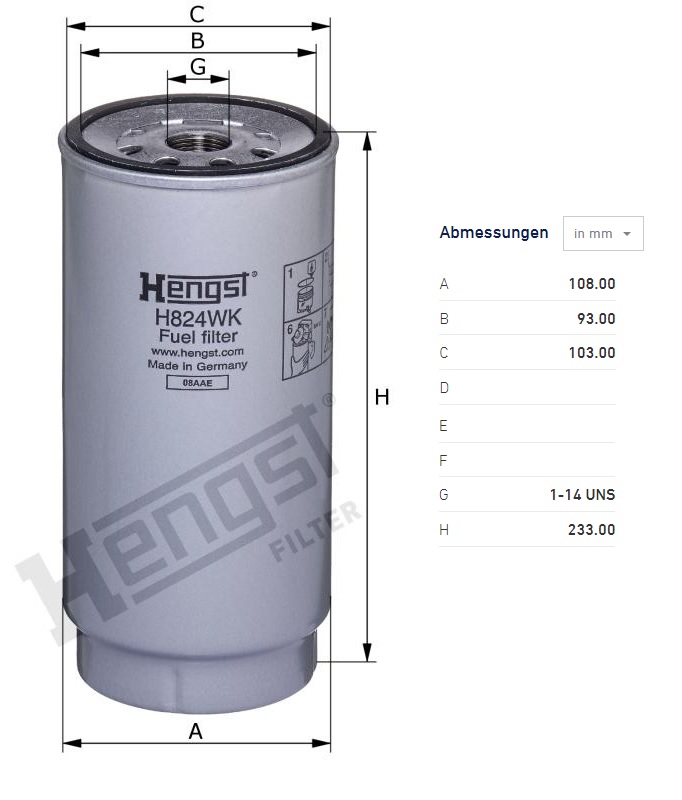 Filtr paliva s odlučovačem MERCEDES Actros MP4/MP5, Antos, Arocs OM470/471/473/936
