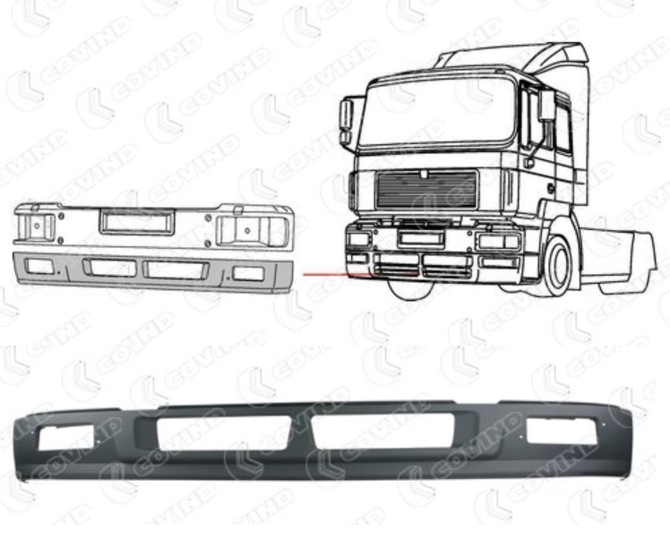 Nárazník přední spodní šedý 250mm MAN F2000