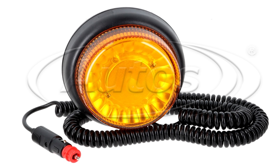Maják výstražný rotační 12V/36V LED oranžový IP66 magnetický, kabel 1,5m