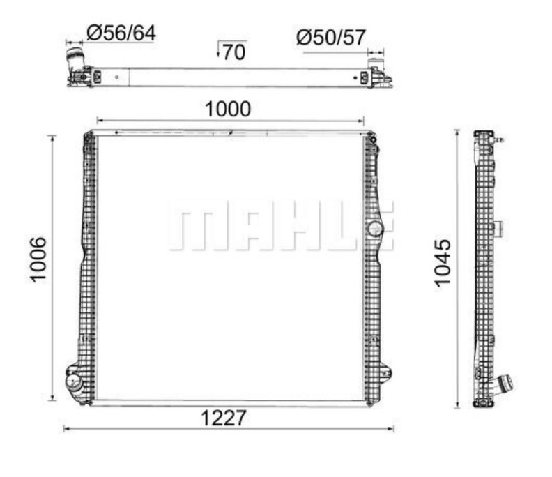 Chladič vody 1000x1007x42 s rámem SCANIA L,P,G,R,S DC07/09/13/16/ OC09 od 12.2017