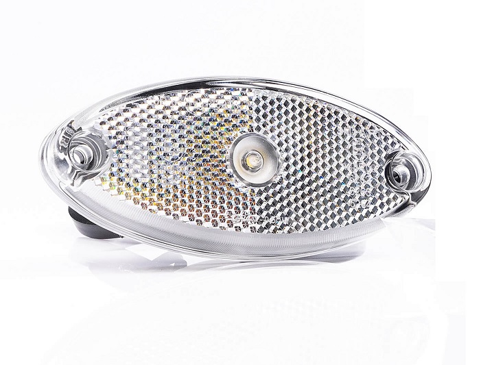 Svítilna poziční 12V/24V LED bílá, s odrazkou, kabel 0,5m/ do typu FLATPOINT