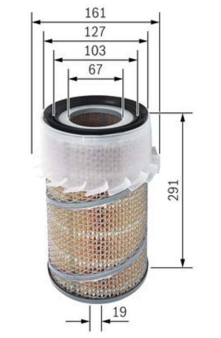 Filtr vzduchu MITSUBISHI L300, NISSAN Bus, FORD, JCB, JOHN DEERE série 100/1000/600/500..