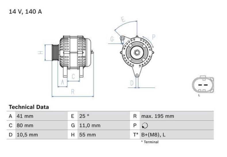 Alternátor 14V/140A s řemenicí - repas FIAT Ducato, IVECO Daily, UAZ Patriot