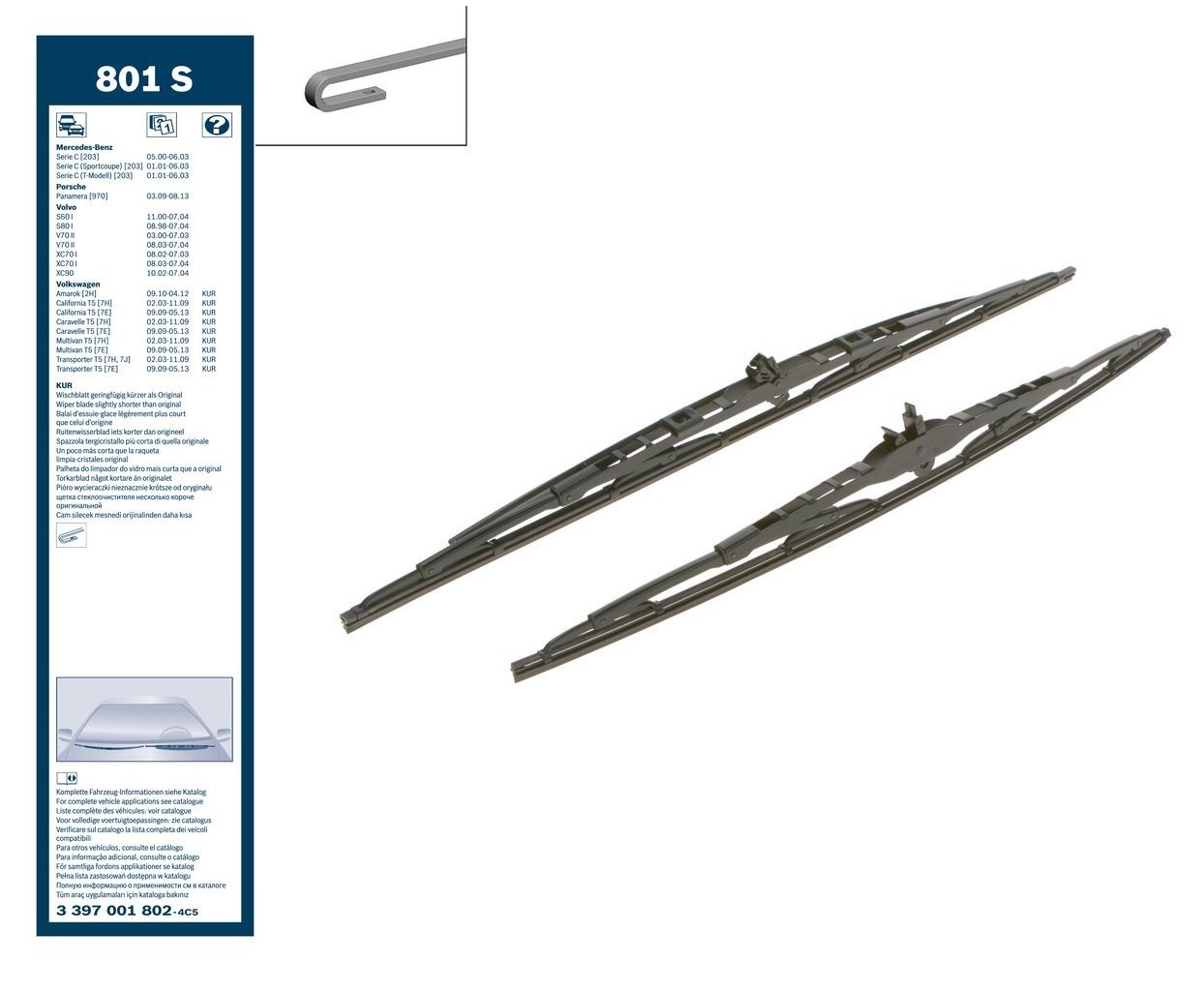Lišta stěrače 550mm/500mm sada 2 ks TWIN VW, MERCEDES; VOLVO, PORSCHE Transporter