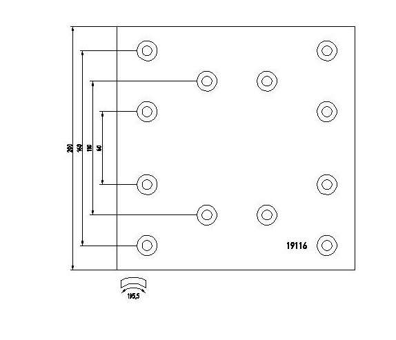 Obložení brzdové 19116.0 Knorr 200x410 IVECO Trakker