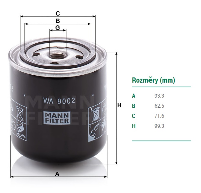 Filtr chladící kapaliny DAF CF85, New CF, XF106, XF105, TATRA Phoenix, GINAF série X