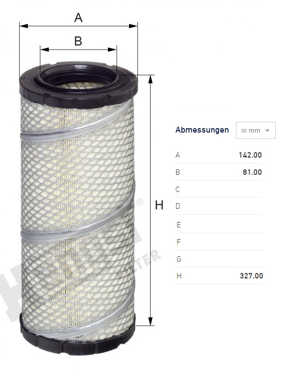 Filtr vzduchu hlavní JCB 2CX, 50Z-2 51-R2, DEUTZ-FAHR, KOMATSU, CASE-IH