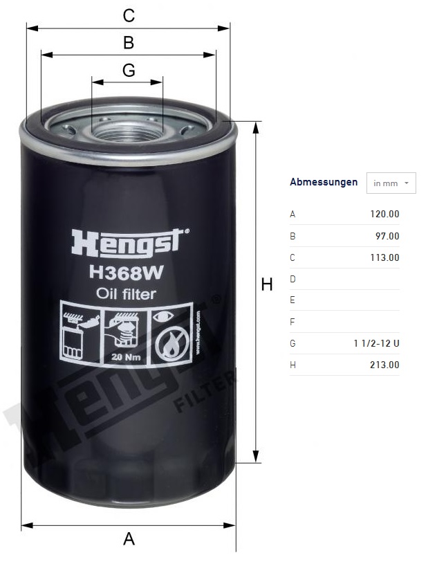 Filtr oleje hlavní JCB JS200/ 220/ 260/ 360, HITACHI, CASE série CX, SUMITOMO, TAKEUCHI