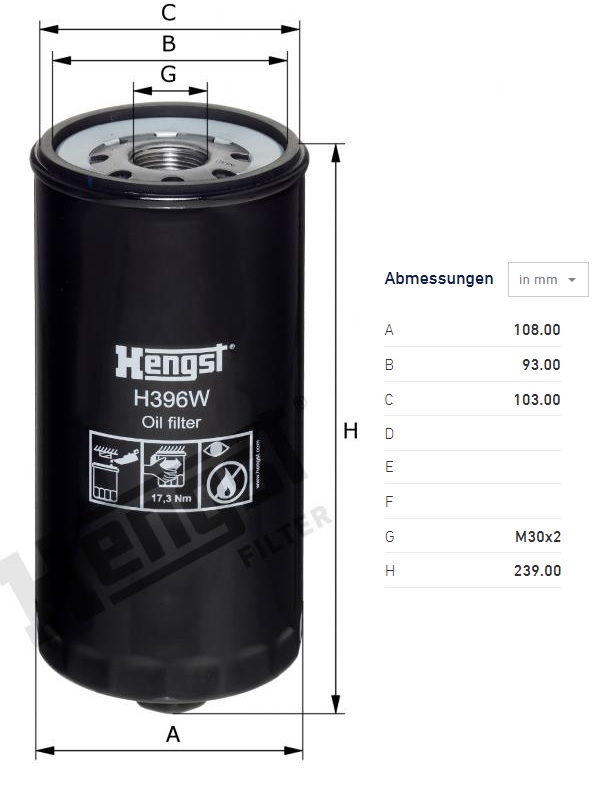 Filtr oleje LIEBHERR 951C A900C A904C A914C A922 A924, JOHN DEERE