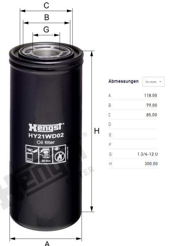 Filtr oleje hydrauliky CASE, FENDT, JOHN DEERE, VOLVO