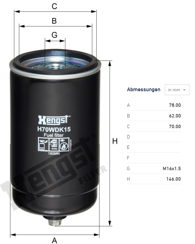 Filtr paliva MAN L2000, M2000, M/NG/NL/NÜ/ÜL