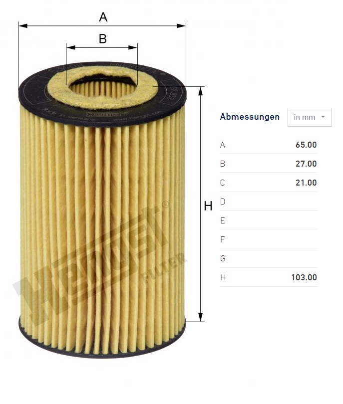 Filtr oleje MAN TGE Bus od 02.2017, VW Transporter / Caddy IV, Crafter od 2016