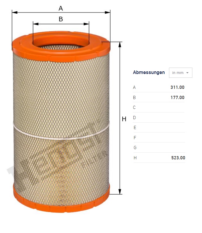 Filtr vzduchu BMC/CASE/CATERPILLAR 300/700 / CLAAS/ COMPAIR/ DOOSAN/ KOBELCO/ HITACHI/ KAM