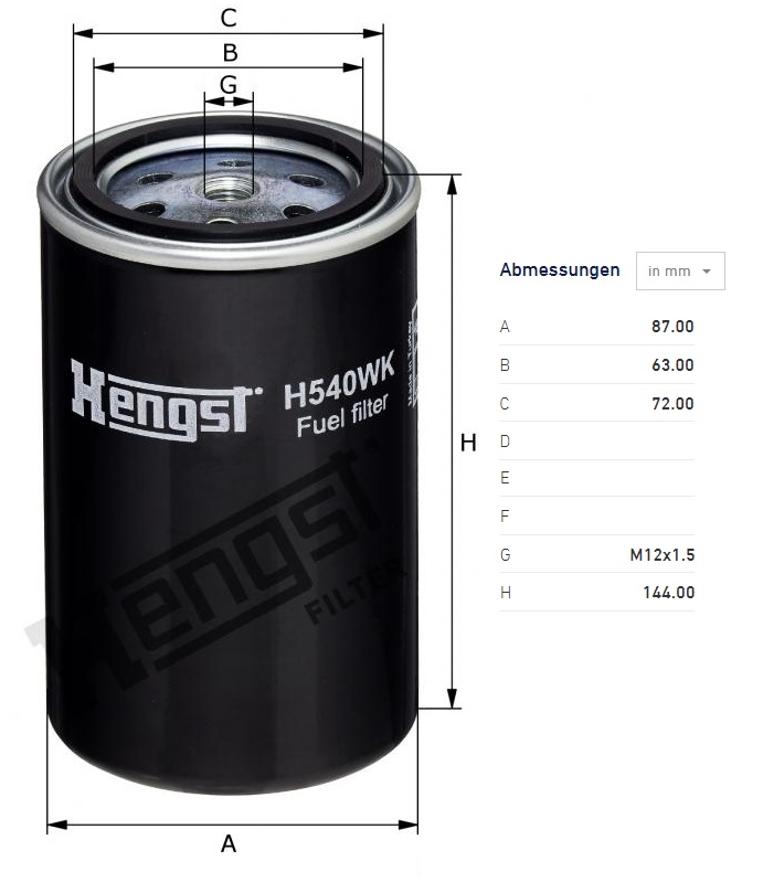 Filtr paliva PERKINS NH  NJ PJ PK PO, CAT C4.4 C6.6, CAT M313D M315D M315D2 M316D M