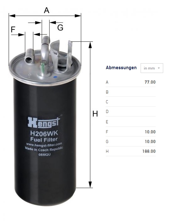 Filtr paliva AUDI A6 Allroad C6 (4FH)) 03/06 - 08/11, Avant (4F5)) 11/04 - 08/11