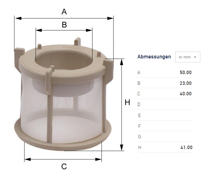 Filtr paliva - sítko CLAAS, KRONE, MAN Bus Lion´s City, NL/NÜ, TGA od 03.2000, NEOPLAN