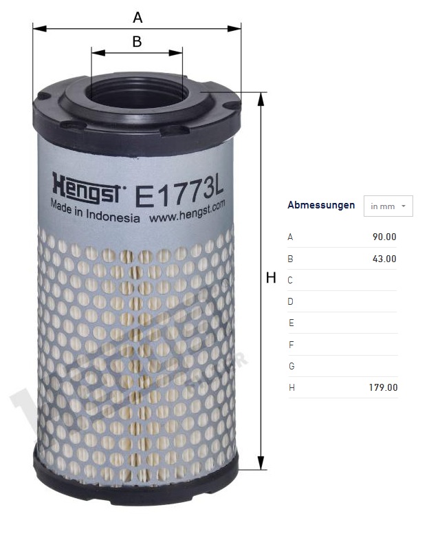Filtr vzduchu KUBOTA série B10// B1000/ F// K// KX/, NEW HOLLAND TC21D, AXIAM