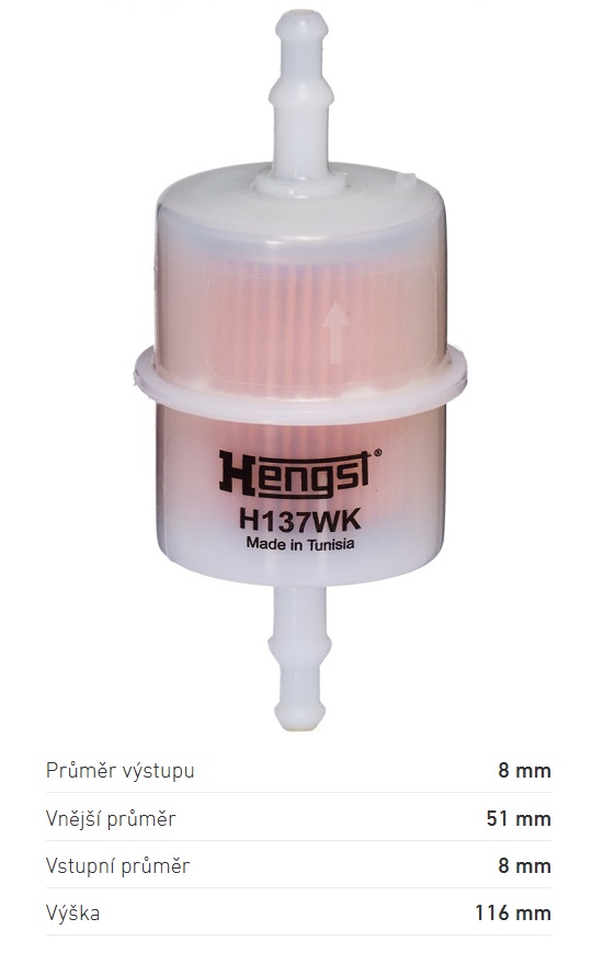 Filtr paliva průtokový CITROEN/ FIAT/ HATZ / PEUGEOT RENAULT/ SKODA