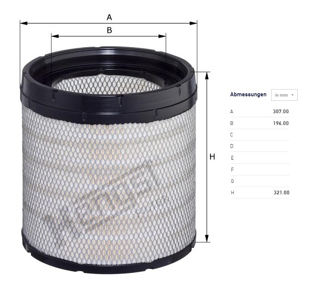 Filtr vzduchu JOHN DEERE série 4000/ 8R/ 8RT/ 8030