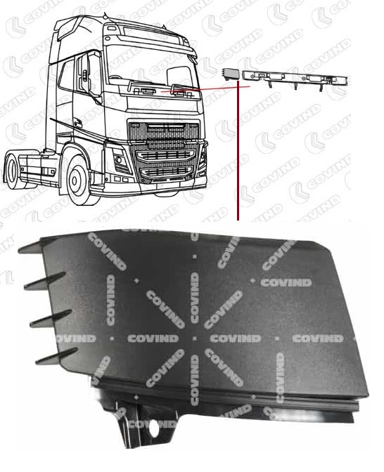 Roh krycí lišty čelní skla P VOLVO FH4