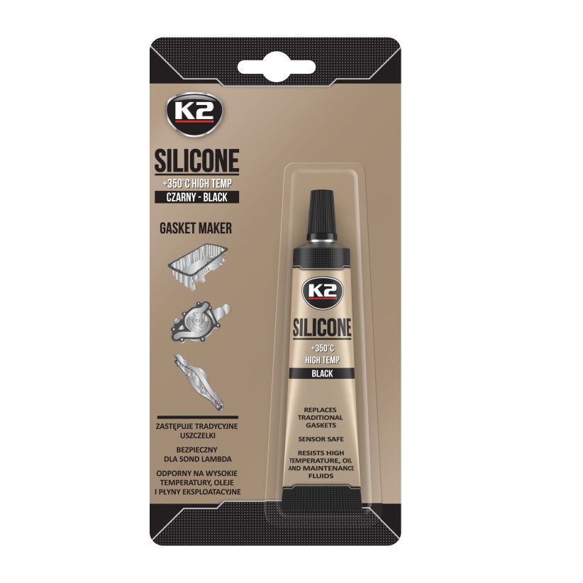 Tmel silikonový vysokoteplotní +350°C černý K2 SILICONE BLISTER High Temp, 21g