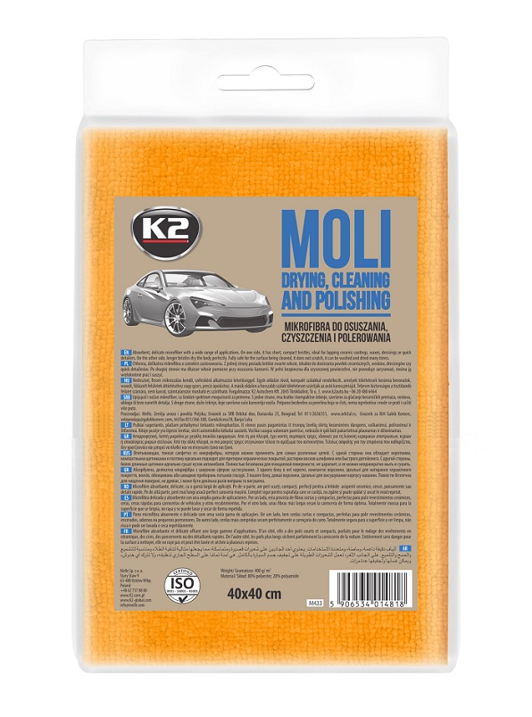 Utěrka na karoserie z mikrovlákna - dvoustranná K2 MOLI 40x40cm