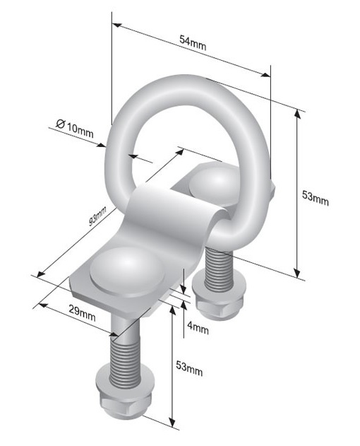 Oko kotvící do podlahy sklopné / max.tažná síla 2000 kg