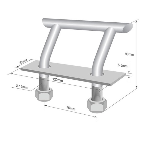 Oko kotvící do podlahy - třmen 90mm / zahnuté