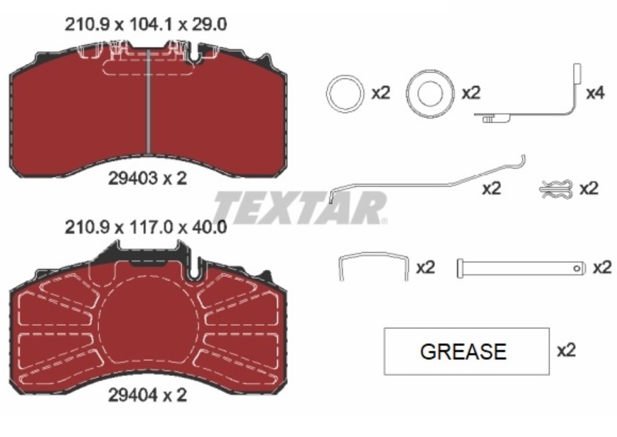 Deska brzdová 29403 Textar 210,9x104,1x29 BPW TSB2 4309/ SKH od 01.1998