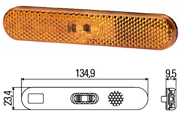 Svítilna poziční boční L/P 24V LED oranžová, kabel 0,25m