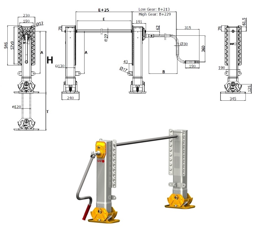 Noha podpěrná návěsu LGH G  80-46 F S 800x460 SAF