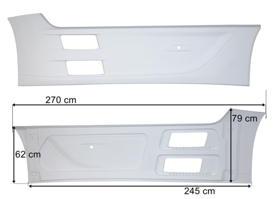 Spojler boční mezinápravový 3700mm L MERCEDES Big Space/Giga Space/MP4/Stream Space
