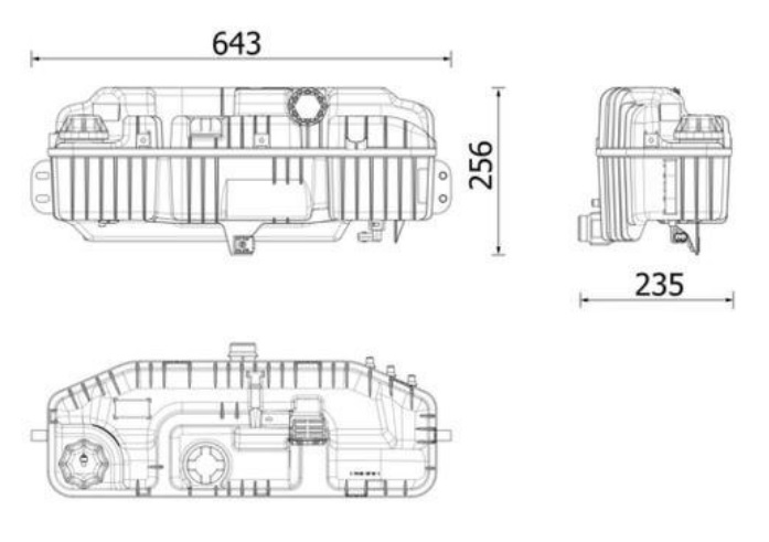 Nádrž expanzní 643x256x235 1,6bar MERCEDES Arocs OM936/470/471/473 Euro 6 od  05.2013