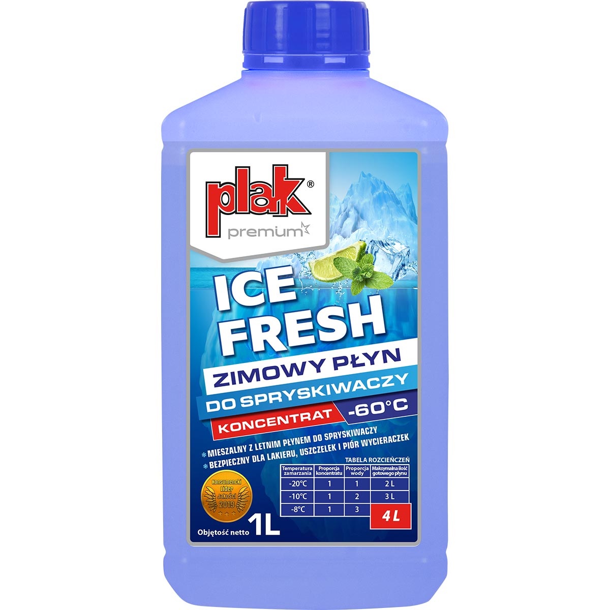 Kapalina zimní do ostřikovačů - koncentrát -60°C ATAS PLAK ICE Fresh, 1 l