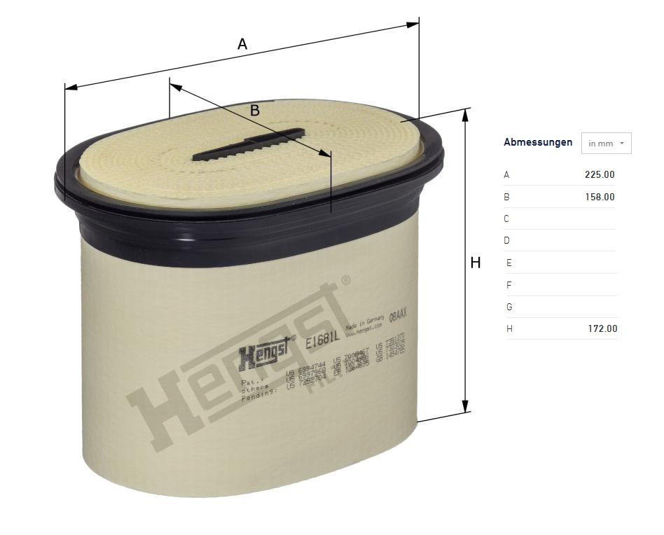 Filtr vzduchu hlavní CAT 414E 416D 416E 420D 420E 422E 424D 428D 428E 430D 430