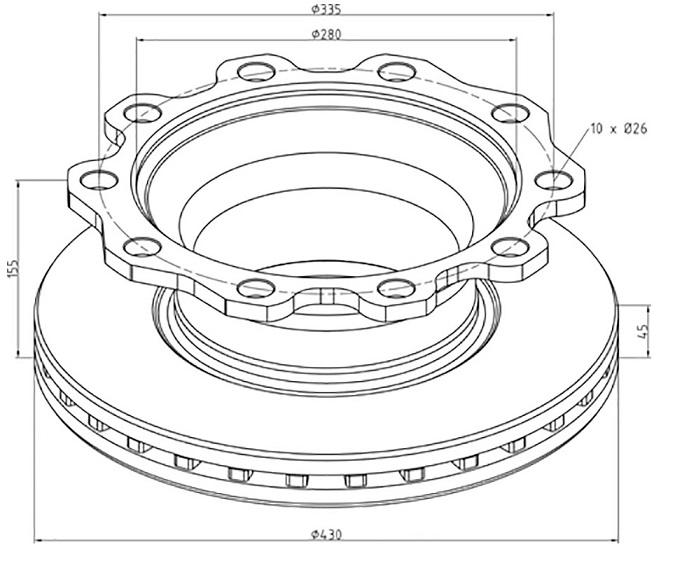 Kotouč brzdový 430x45x155 PN/ZN SMB/ KRONE/ GIGANT