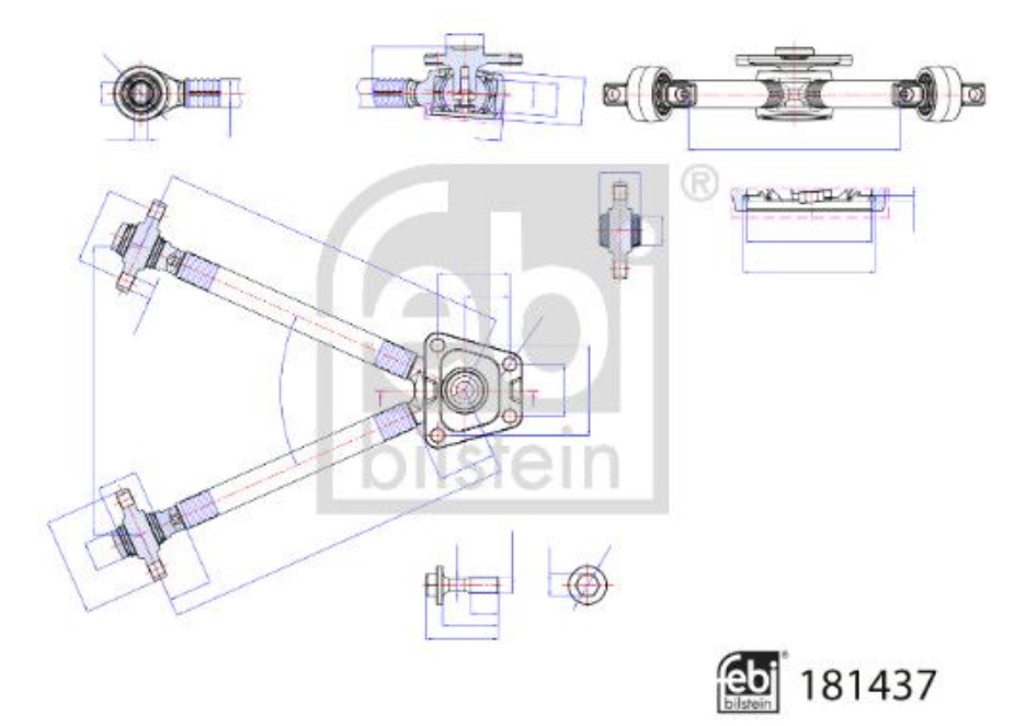 Tyč vodící - triangl 609x130x48mm DAF CF,LF Euro 6 od 2013, XF Euro 6 od 2012