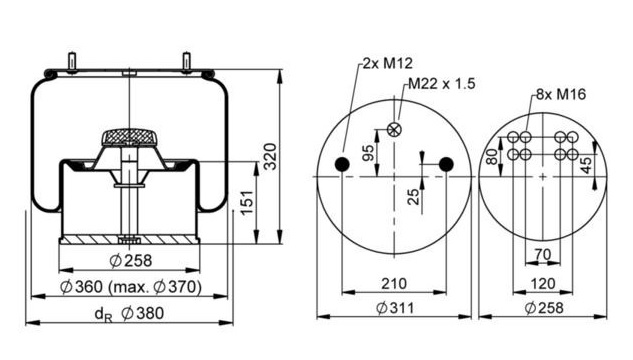 Vlnovec pérování kompletní - plastový zvon BPW typ 36K