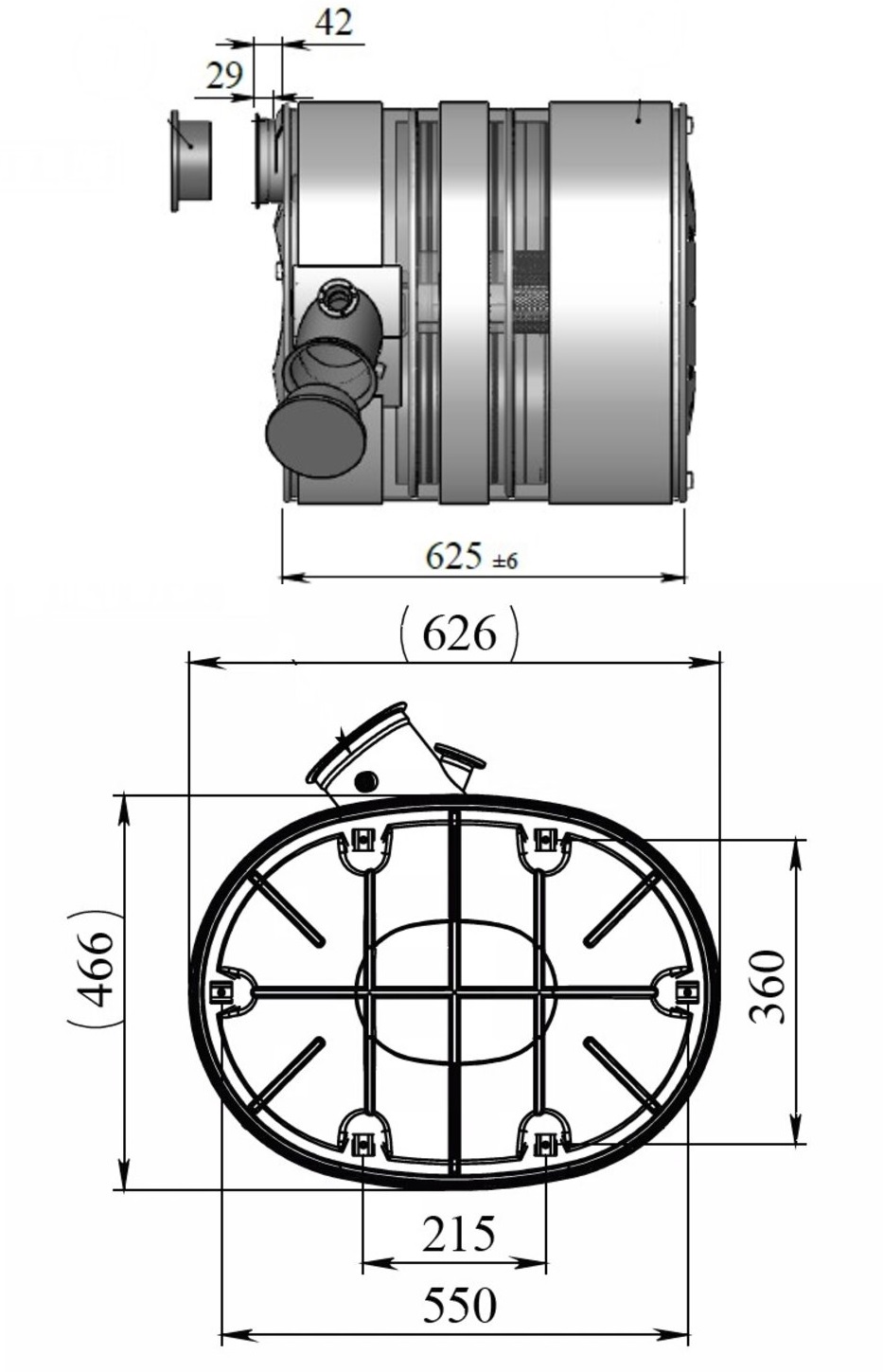 Tlumič výfuku s katalyzátorem 625mm VOLVO FH/FM od 13 2005, FH16 od 2006 540HPI Euro 5