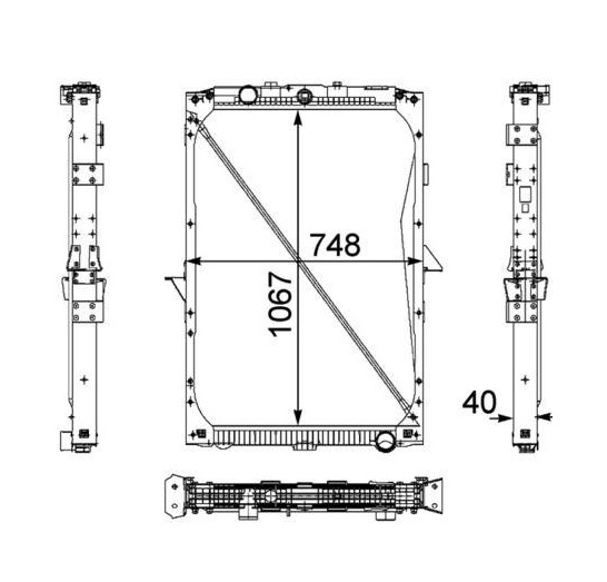 Chladič vody 1068x791x42 s rámem DAF XF105 Euro 5 od 10.2005