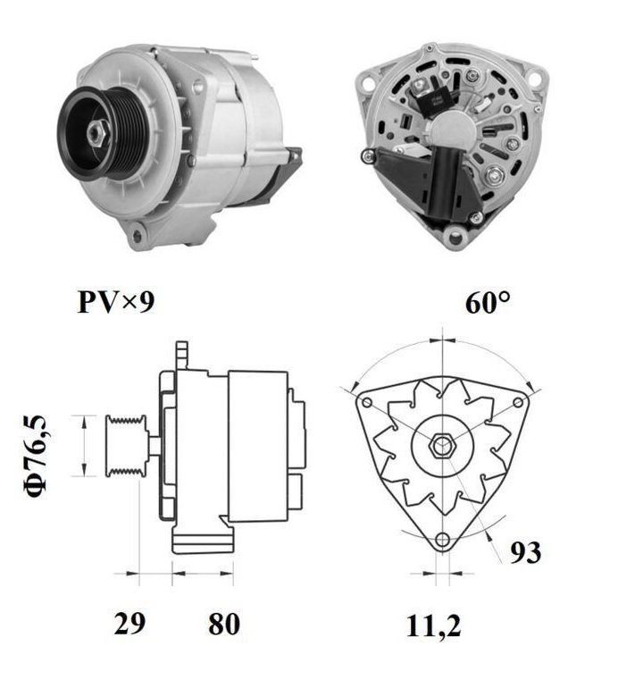 Alternátor 28V/ 100A s řemenicí pr.77mm MERCEDES Zetros, Axor 2, Atego 2, Actros