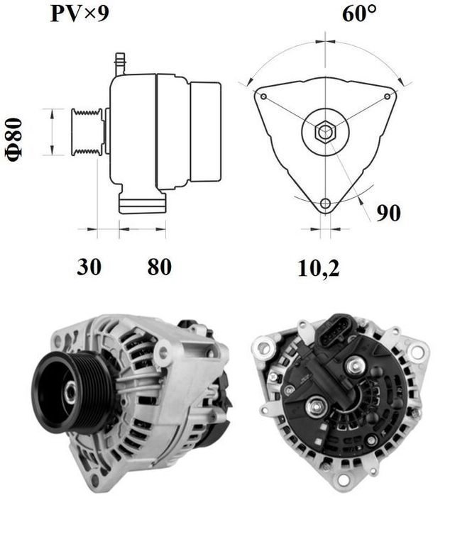 Alternátor 28V/110A s řemenicí MERCEDES Actros, Atego, Econic, Axor 1/2, Actros MP2/MP3