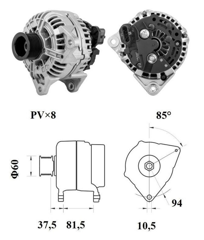 Alternátor 28V/100A s řemenicí DAF LF45/LF55 od 01.2001, CF/LF od 05.2013