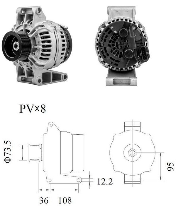 Alternátor 28V/120A s řemenicí DAF XF Euro 6 od 10.2012, CF Euro 6 od 05.2013