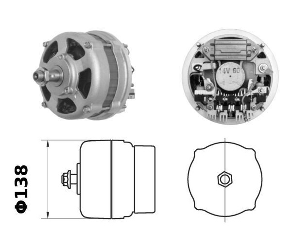 Alternátor 24V/ 80A bez řemenice DEUTZ, BOMAG, KRAMER, VOLVO BM, ATLAS COPCO